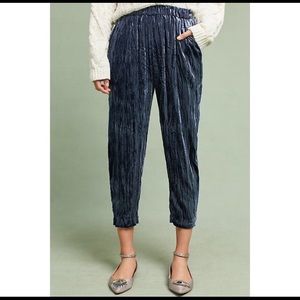 Anthropologie NWOT blue velvet pants
